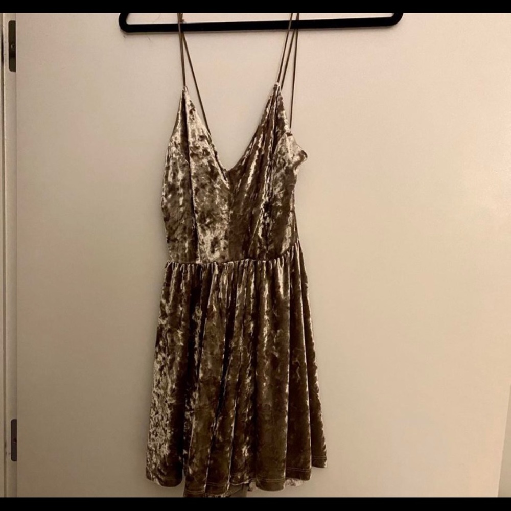 Urban Outfitters Silver Velvet Romper